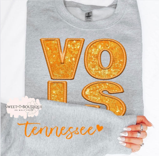 VOLS Faux Ebroidery And Glitter Crewneck Sweatshirt no