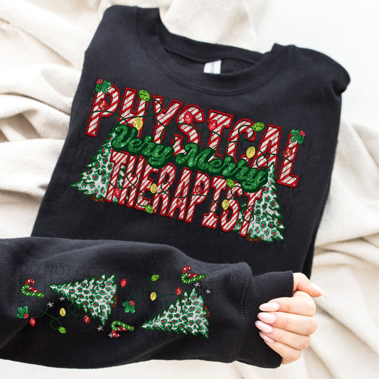 Very Merry Physical Therapist Crewneck Sweatshirt