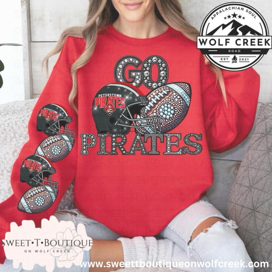 Go Pirates Faux Rhinestone Crewneck Sweatshirt