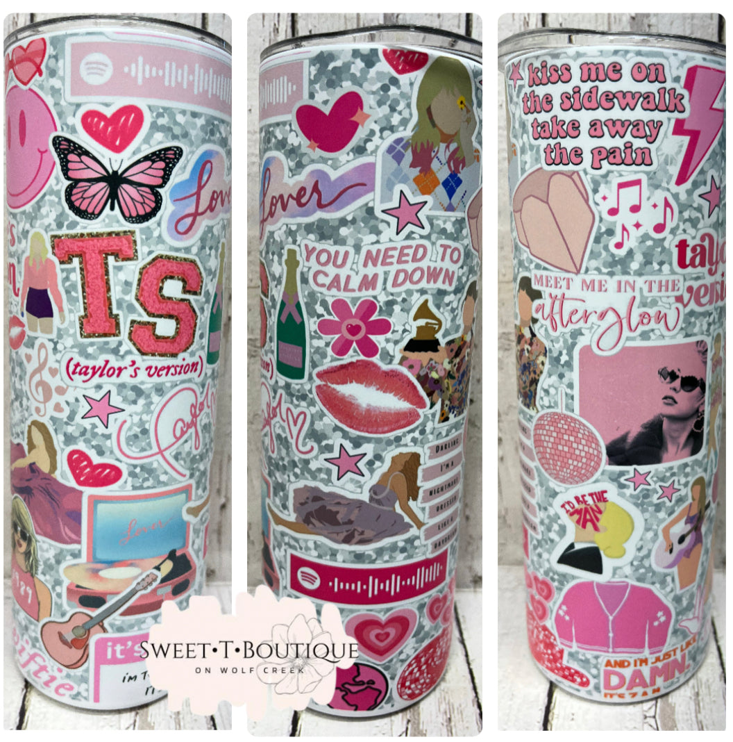 TS Tay Tay Swift Collage 20 Oz Tumbler