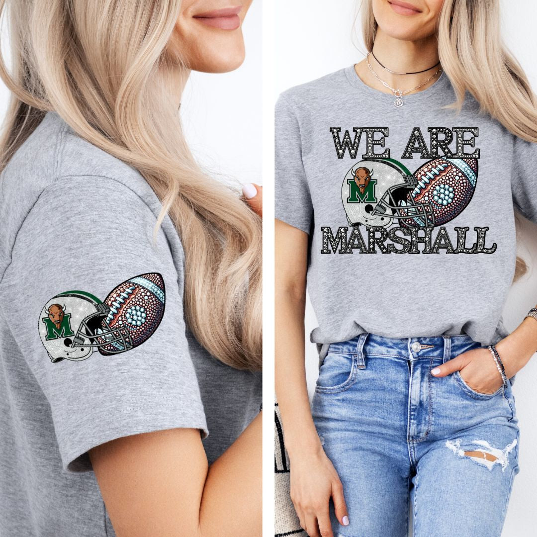 We Are Marshall Faux Rhinestone Crewneck Sweatshirt Or Tshirt