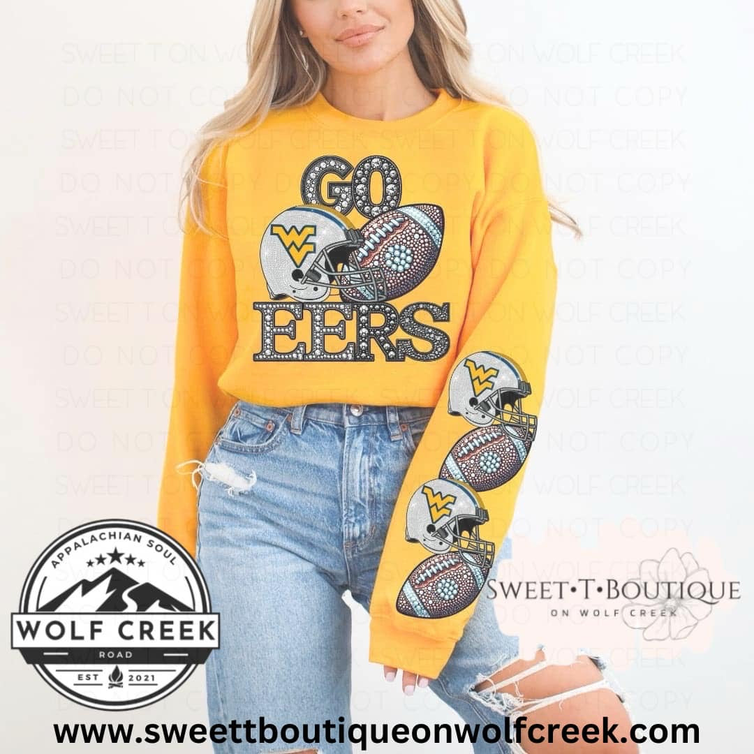 Go Eers Faux Rhinestone Crewneck Sweatshirt Or Tshirt