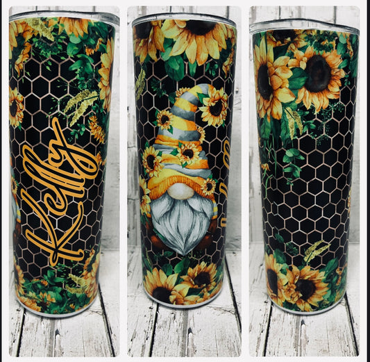 Personalized Gnome And Sunflower 20  Oz Tumbler