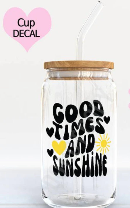 16 oz Good Times And Sunshine Iced Coffee Glass