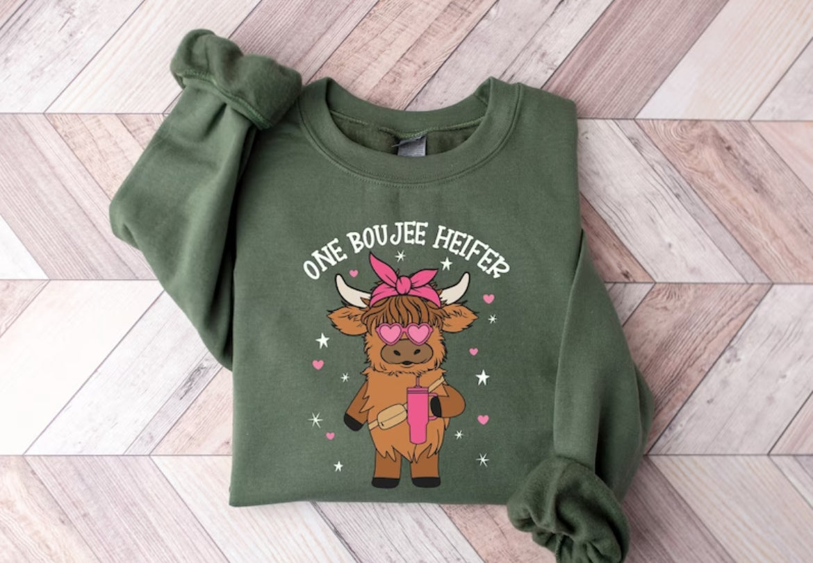 One Boujee Heiffer Crewneck Sweatshirt