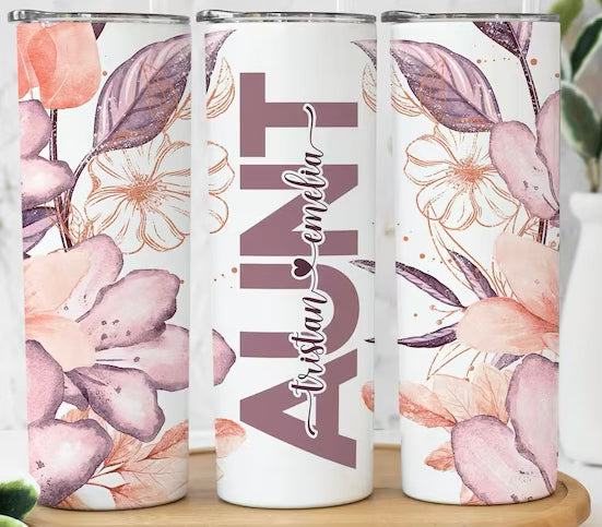 Personalized Aunt Name Boho Flower 20 OzTumbler