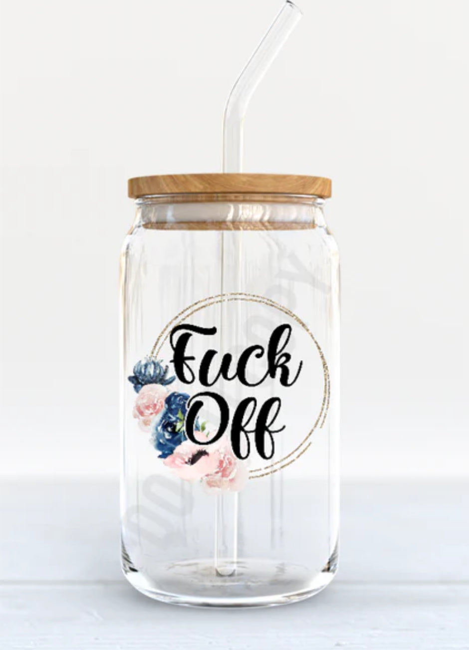 16 oz F Off  Coffee Glass