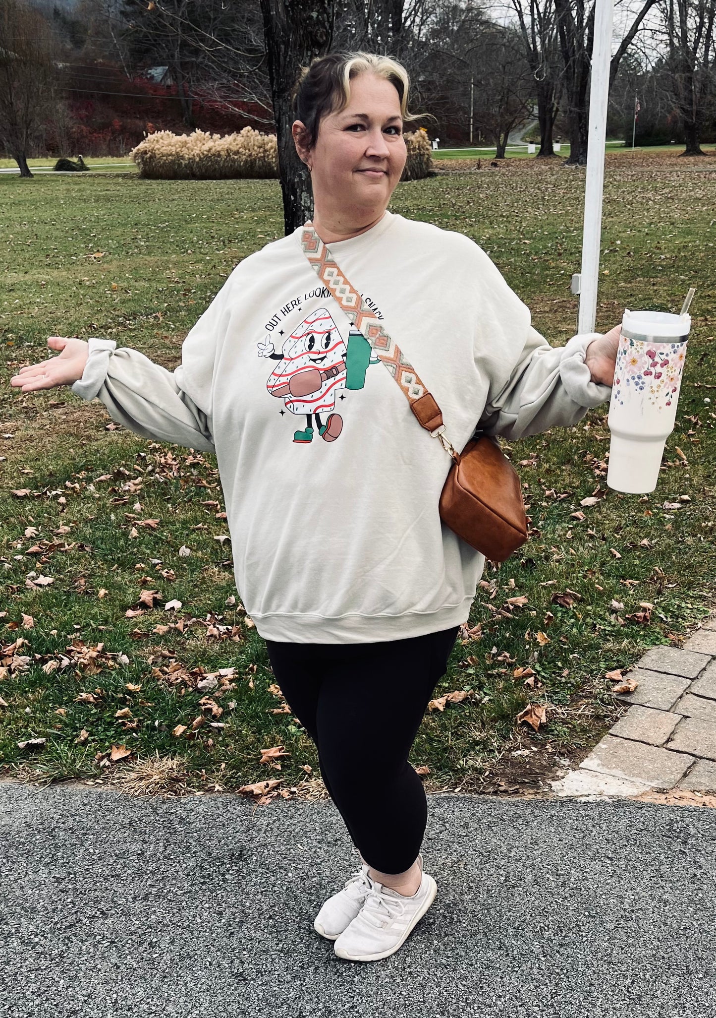 Out Here Looking Like A Snack Christmas Tree Cake Sweatshirt Crewneck Sweatshirt