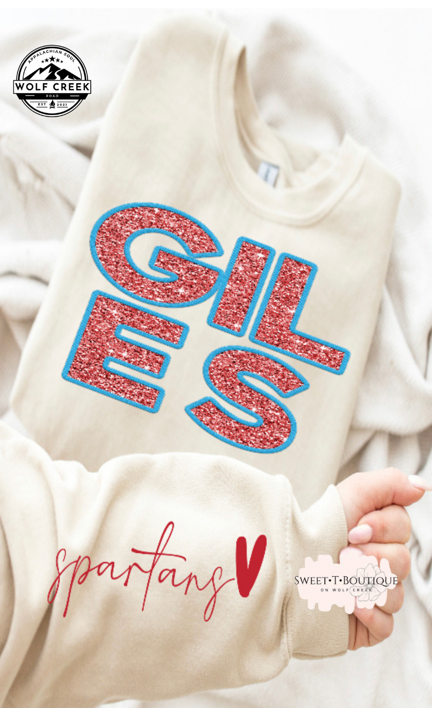 GILES Faux Ebroidery And Glitter Crewneck Sweatshirt