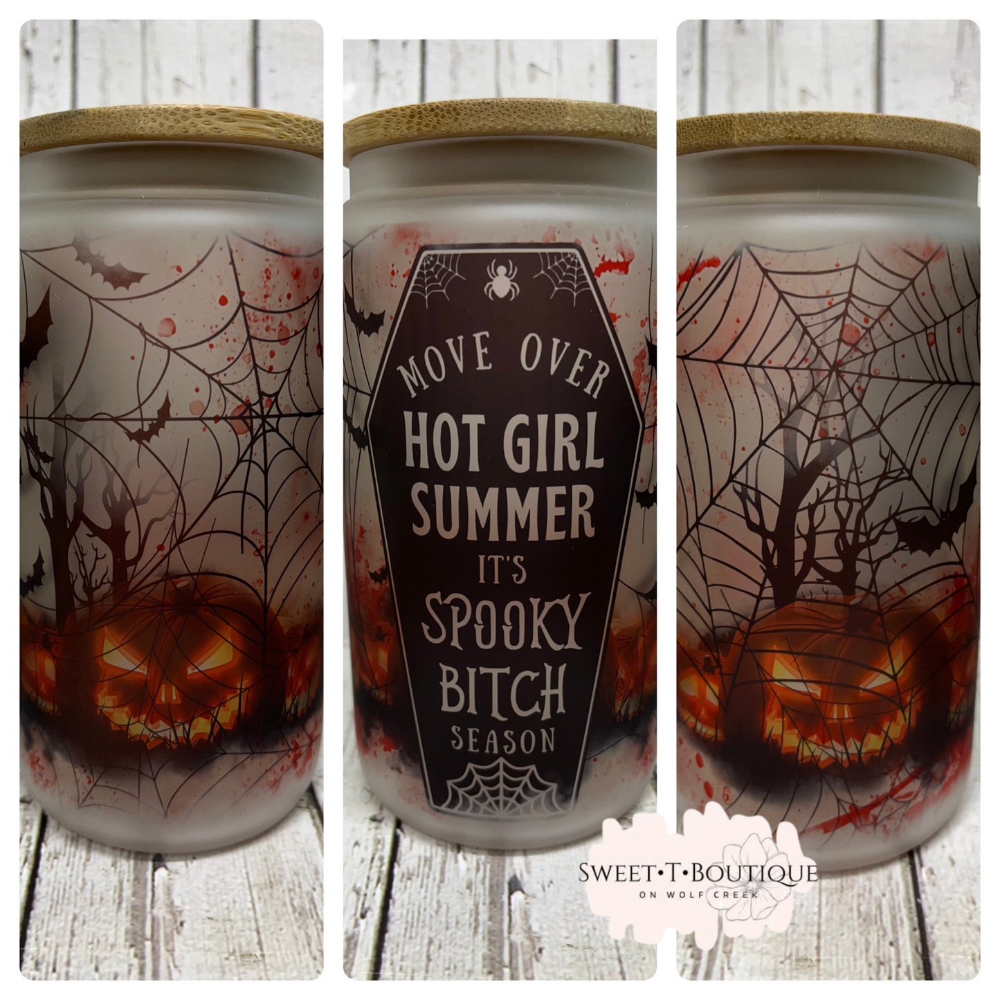 16 Oz Move Over Hot Girl Summer, It’s Spooky Bitch Season Iced Coffee Glass