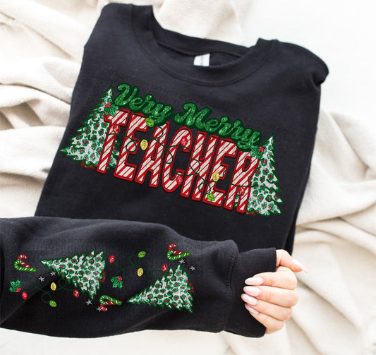 Very Merry Teacher Crewneck Sweatshirt