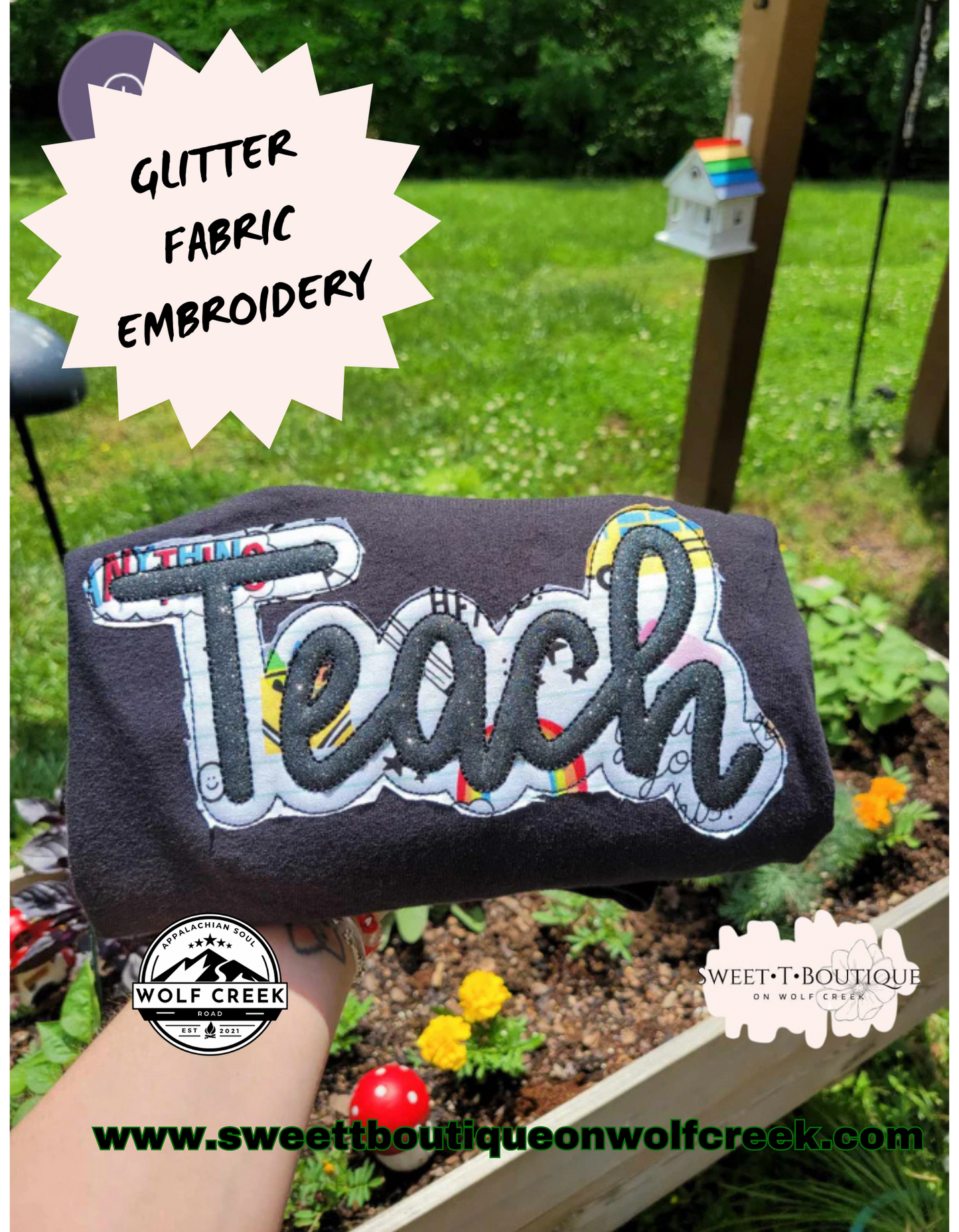 Pre-Order: Teach Double Applique Embroidery Comfort Colors T-Shirt