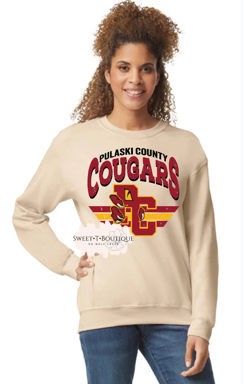 Vintage Pulaski County Cougars Crew Neck Sweatshirt