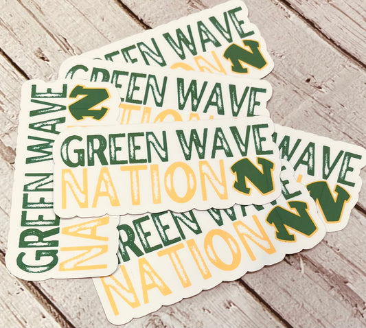 Green Wave Nation Waterproof Sticker