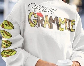 Softball Mom, Mama, Etc… Heart On Her Sleeve Crewneck