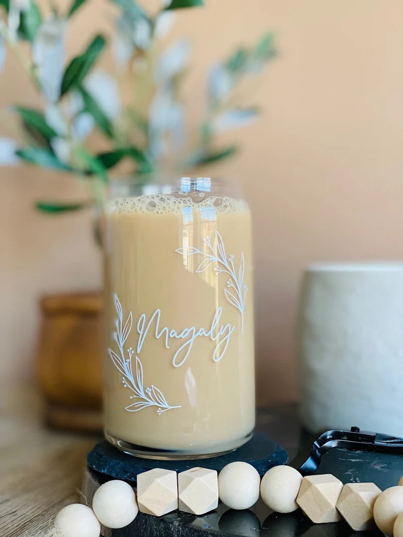 Beer Can Glass Gift for Her, Custom Designs, Iced Coffee Glass