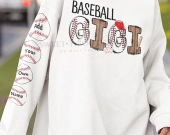 Baseball Mom, Mama, Etc… Heart On Her Sleeve Crewneck