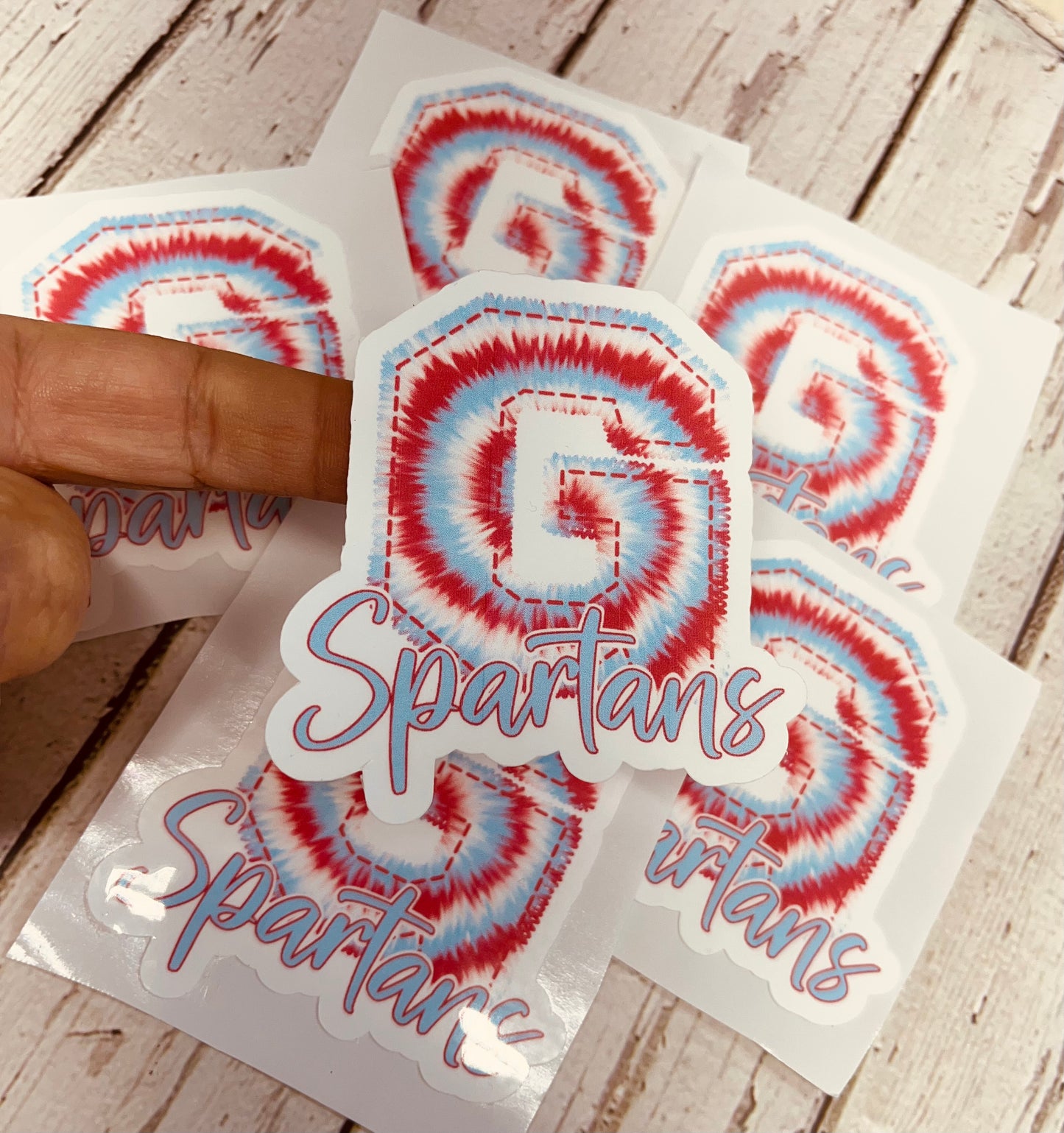 Tie Dye Giles Spartans Waterproof Sticker