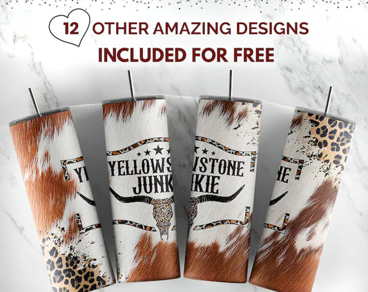 20 Oz  Yellowstone Junkie Cowhide Tumbler