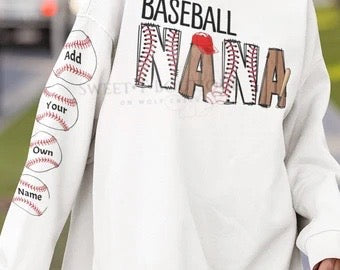 Baseball Mom, Mama, Etc… Heart On Her Sleeve Crewneck