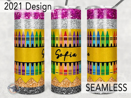 20 Oz Pencil And Crayon Personalized Teacher Tumbler