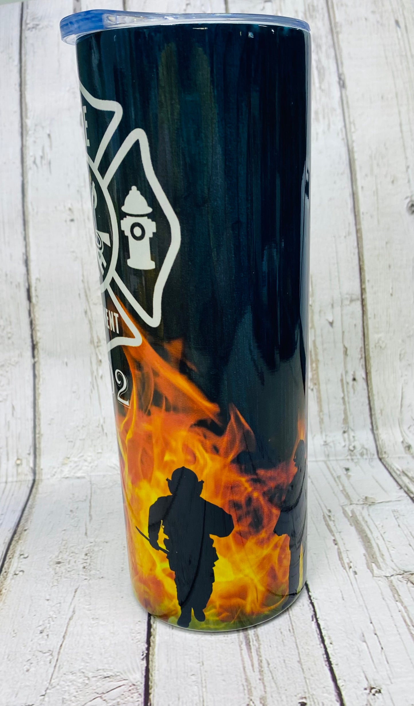 20 oz Wood Grain Fire Silhouette Tumbler