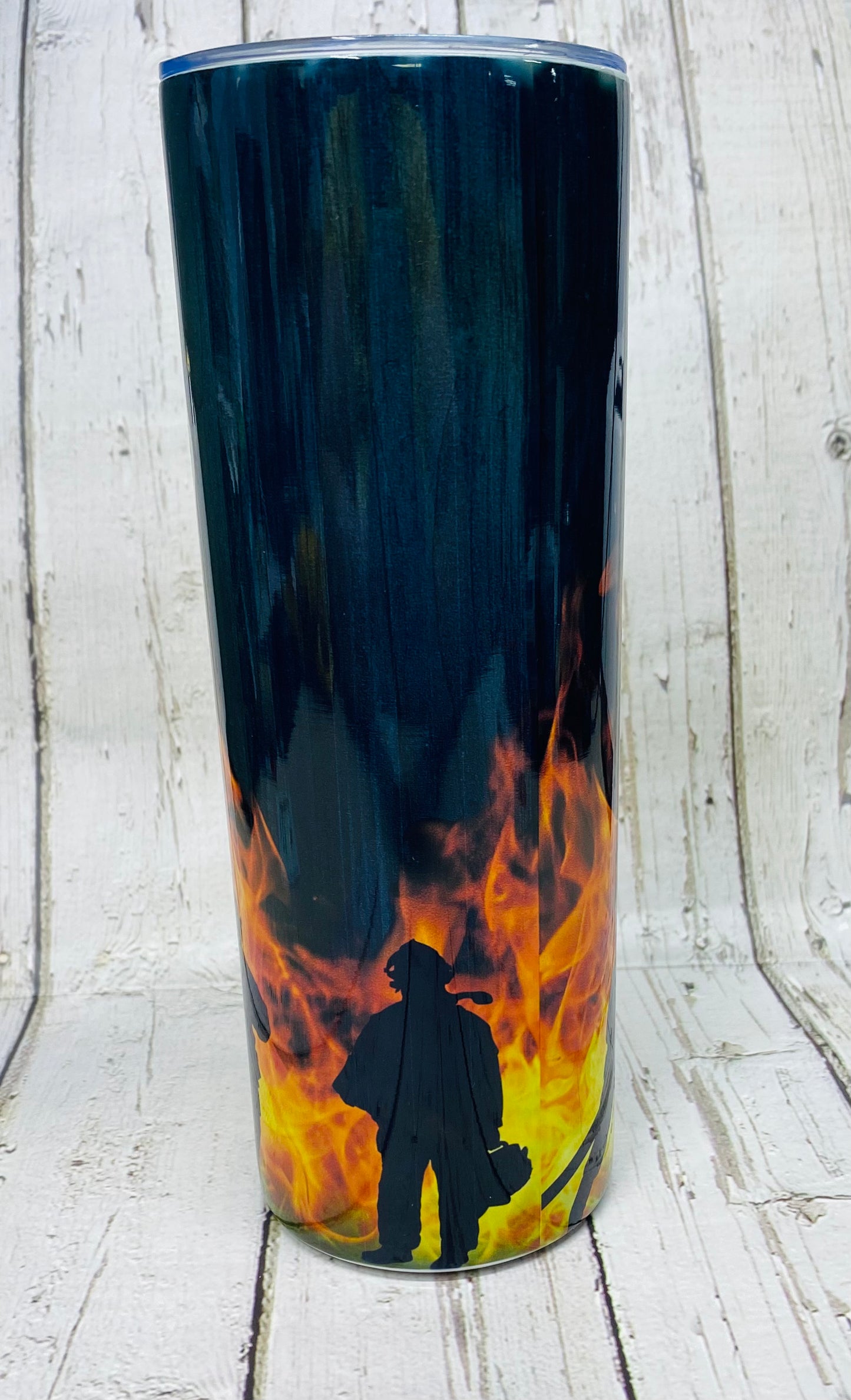 20 oz Wood Grain Fire Silhouette Tumbler