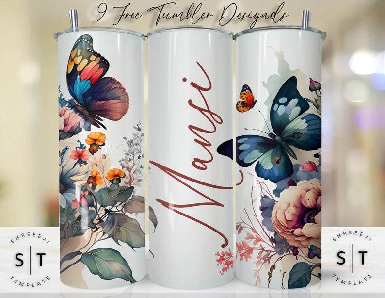 20 oz  Personalized Spring Butterfly Tumbler