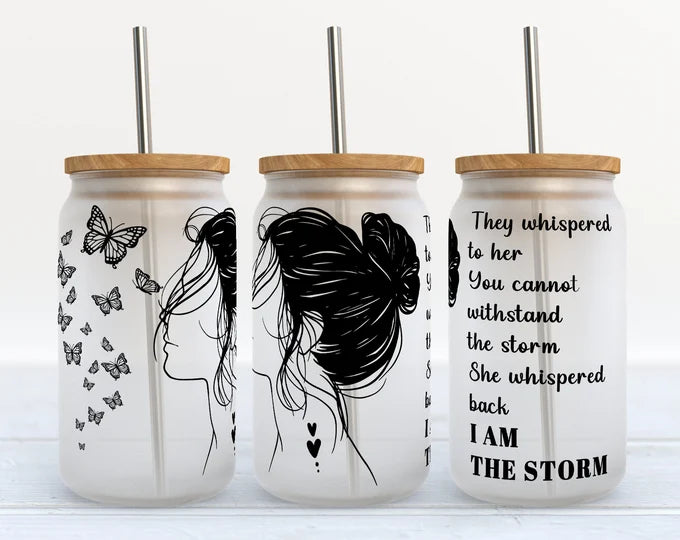 16 oz I Am The Storm Iced Coffee Glass