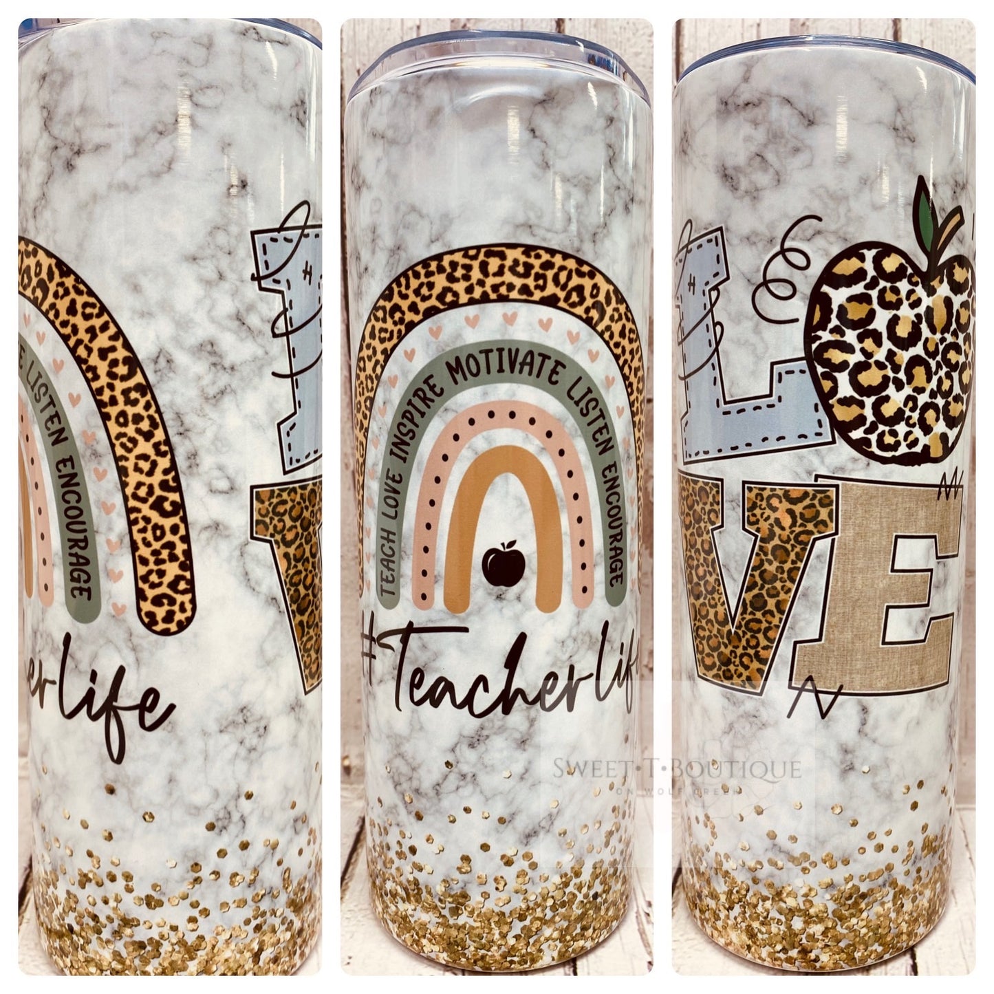 20 oz Boho Teacher Rainbow Tumbler