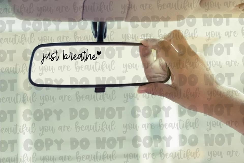 Just Breathe Rear View Mirror Sticker