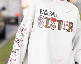 Baseball Mom, Mama, Etc… Heart On Her Sleeve Crewneck