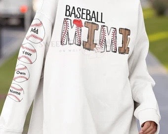 Baseball Mom, Mama, Etc… Heart On Her Sleeve Crewneck