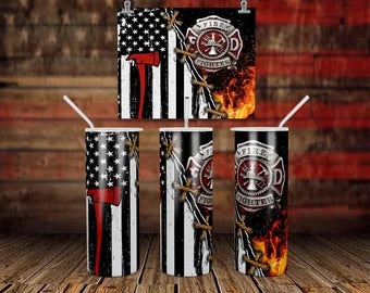 20 Oz Thin Red Line Flame Flag Tumbler