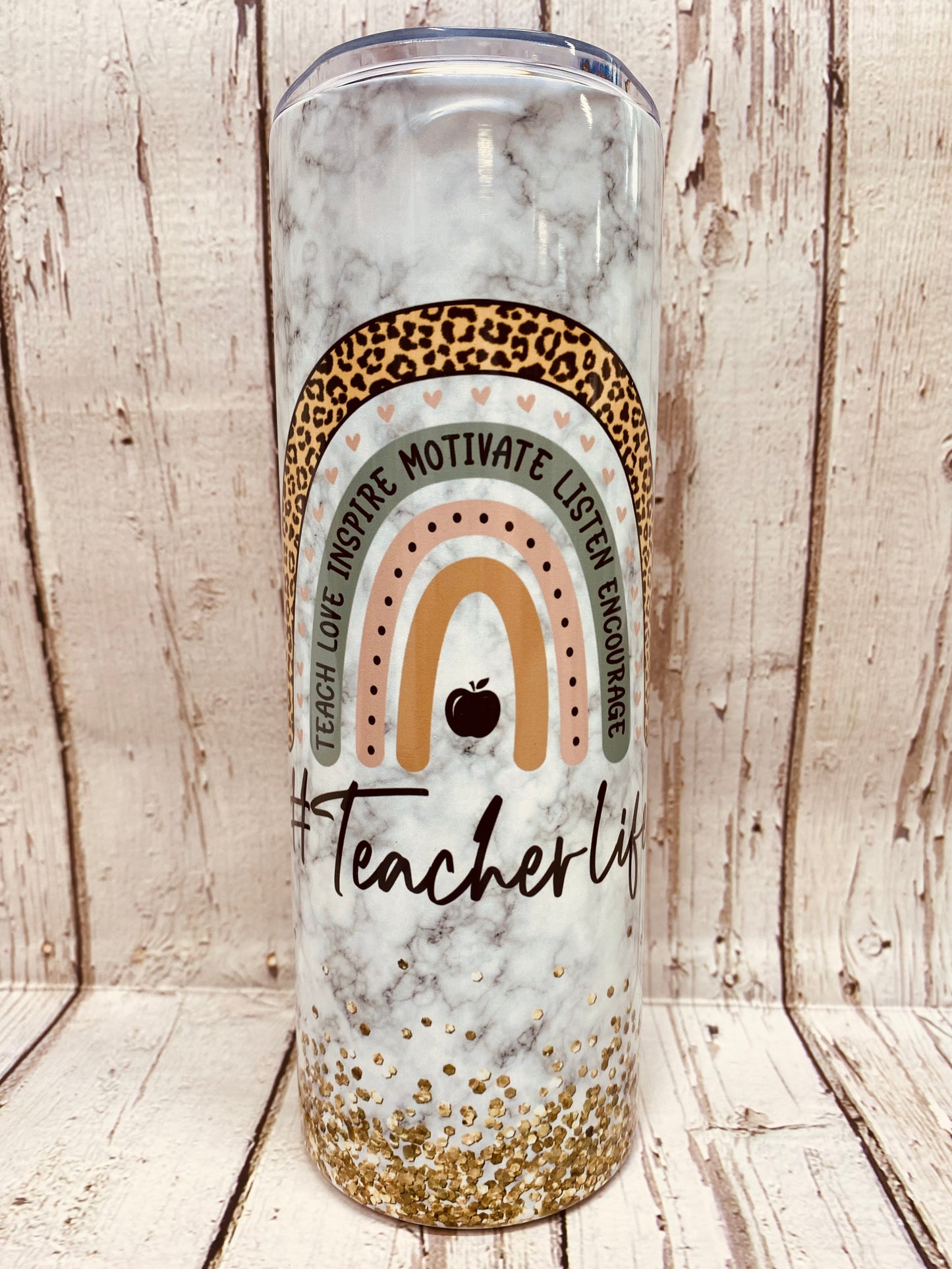 20 oz Boho Teacher Rainbow Tumbler