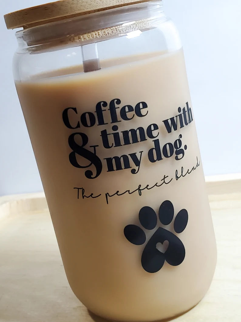 Coffee And Time With My Dog The Perfect Blend Iced Coffee/Beer Can Glass