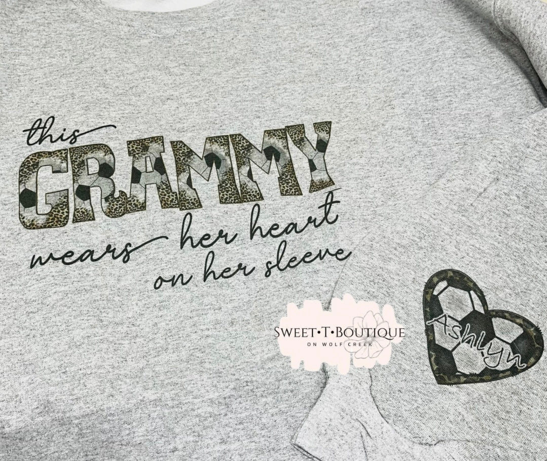 Soccer Mom, Mama, Etc… Heart On Her Sleeve Crewneck