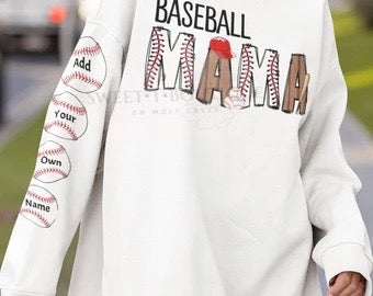 Baseball Mom, Mama, Etc… Heart On Her Sleeve Crewneck