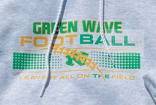 Green Wave Football Hooded/Hoodie Sweatshirt