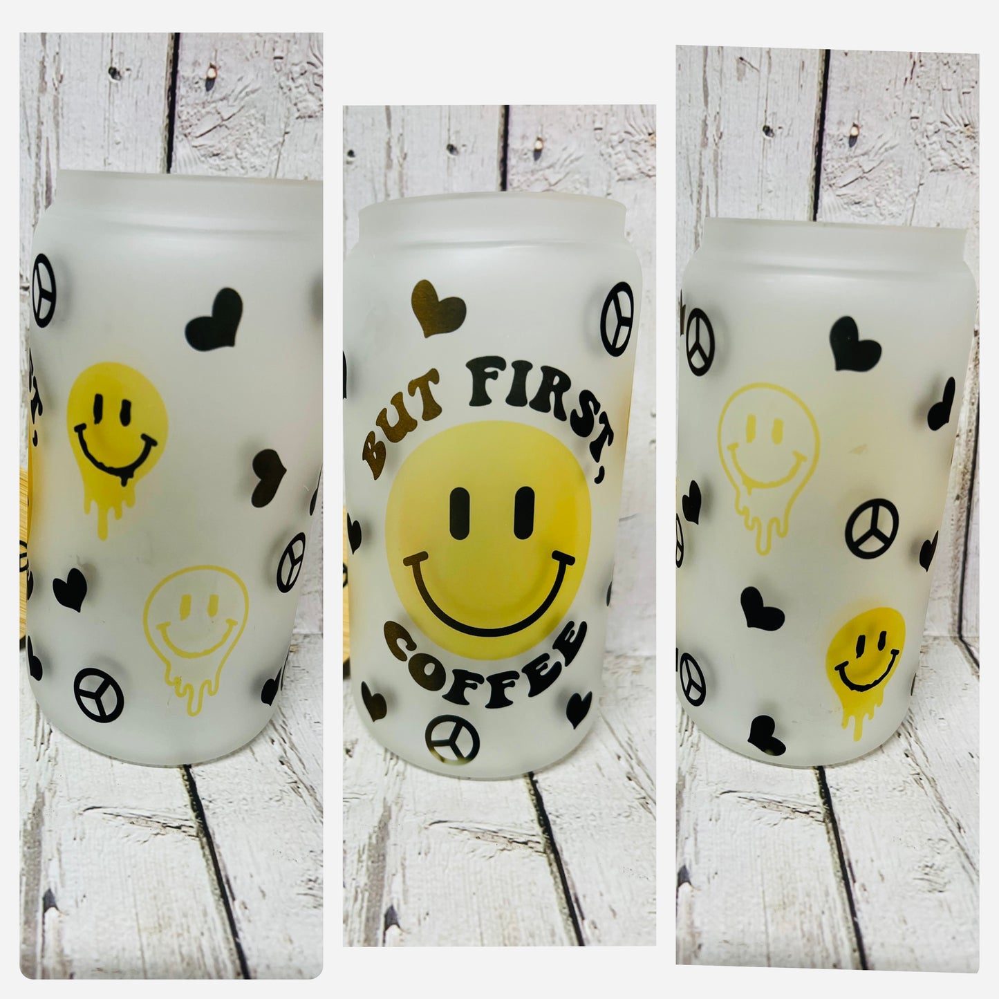 16 Oz Smiley Iced Coffee Glass