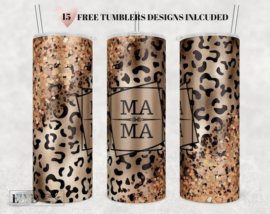 20 Oz Rose Gold And Leopard Mama Tumbler