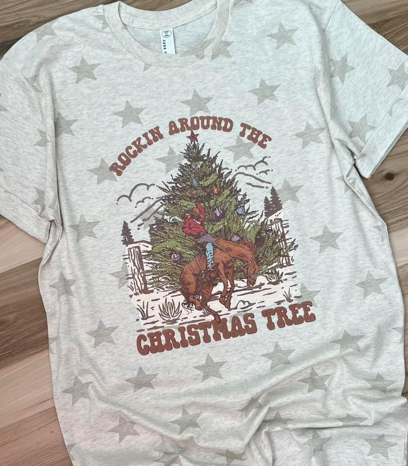 Rockin Around The Christmas Tree Western Sweet Tee