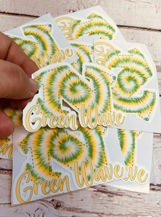 Tie Dye “N” Green Wave Waterproof Sticker