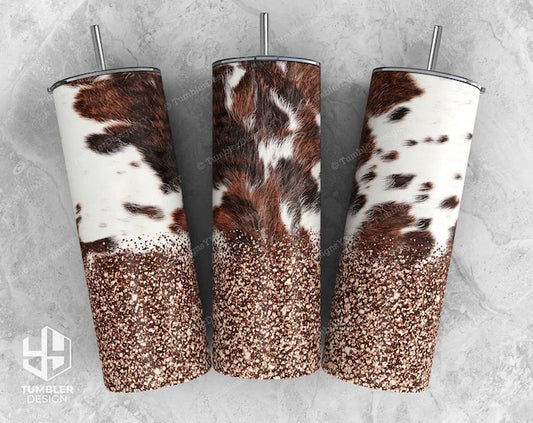 20 Oz Glitter Cowhide  Tumbler