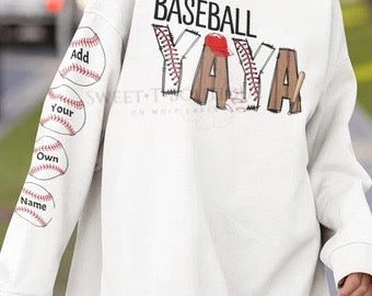 Baseball Mom, Mama, Etc… Heart On Her Sleeve Crewneck